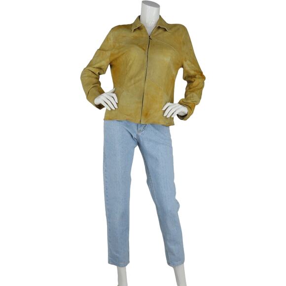 Nicola Berti Made in Italy Moto Rust Distressed Tan Suede Leather jacket - Picture 5 of 11